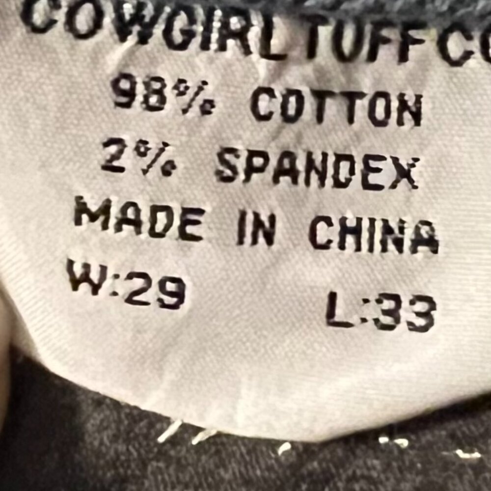 Cowgirl Tuff Jeans 29x33 - Picture 3 of 5